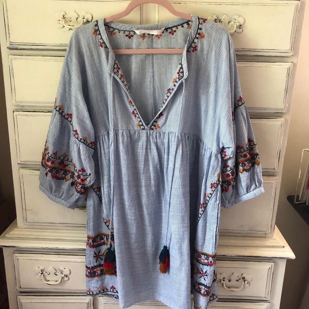 Spanish embroidered mini dress.
